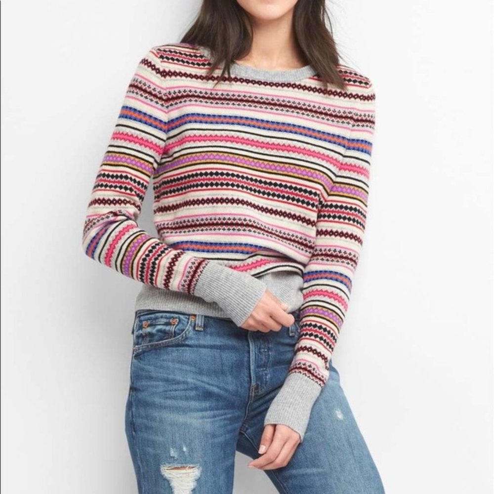 Gap Fair Isle Crew Neck Wool Sweater